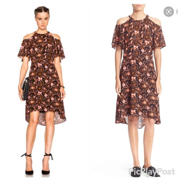 A.L.C. Emile Cold Shoulder Floral 100% Sil… - Picture 2 of 9